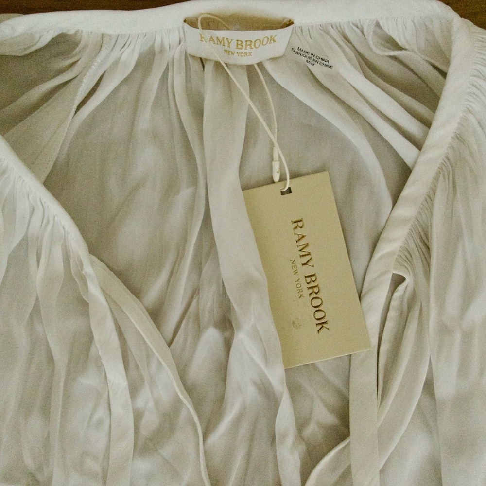 Ramy Brook Ivory Pleated Top